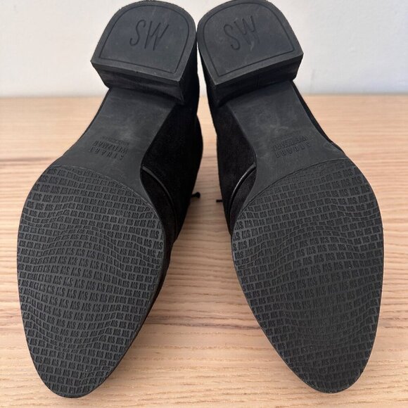 Stuart Weitzman Women's Black Suede Lace-Up Heeled Bootie, Size 6 - Picture 9 of 11